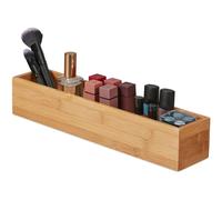 Boîte En Bambou, Rangement Salle De Bain, Cuisine & Bureau, Oblong & étroit, Caisse, 7 X 38 X 8 Cm, Nature - Relaxdays