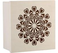 Graine créative – Boîte en bois ajourée à décorer – Mandala coeurs – 15 x 15 x 7,5 cm