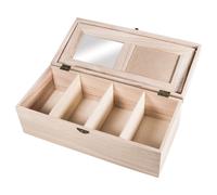 Boîte En Bois Av. Miroir+Cadres Fsc 100%, 32x15x10cm, 4 Compart.