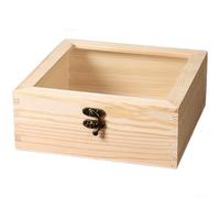 Boîte en bois avec couvercle en verre, petite boîte en bois, boîtes cadeaux en bois, organisateur minimaliste moderne pour le rangement de bijoux, l'emballage, la décoration de la maison (Q)