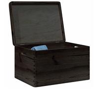 Boîte en bois avec couvercle et poignées noir bois pin massif