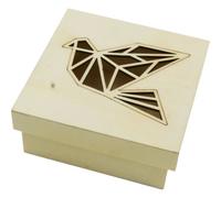 Boite En Bois Avec Découpe Oiseau Origami 11 Cm