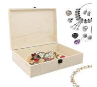 Boîte En Bois Avec Serrure - Boîte En Bois Inachevée, Boîte À Trésor En Bois Légère | Boîte À Bijoux En Bois Lisse De Capacité Modérée, Récipient Souvenir Non Peint Avec Couvercle Avec Modérée Juif S