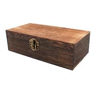Boîte en bois avec serrure et couvercle Conteneur en bois massif boîte à souvenirs table décorative grand rectangle rustique espace de magasin rangement jouets bijoux Vintage Couleur 20*10*6cm