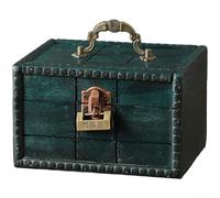 Boîte en bois, coffre au trésor créatif rétro en bois avec serrure pour collection d'évasion, collection de preuves, protection par mot de passe (A)