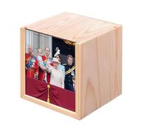 Boite en Bois Coffret - Reine Elisabeth II Famille Royal 2019 Reine d'Angleterre Philip Charles (10 x 10 x 10 cm)