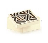 Boîte en bois couvercle ajouré Géométrique - 9,5 x 9,5 x 6 cm