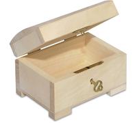 Creative Deco Petit Boite a Bijoux en Bois | 10,6x7,5x7,5cm | Boite de Rangement Verrouillable avec Clé | Plain, Non-Peint et Non-Fini | Boîte Coffre Caisse Coffret Trésor pour Souvenirs et Bibelots