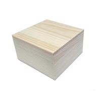 Boîte en bois de pin à deux couvercles pour la collection de bijoux et la conservation des souvenirs à la maison ou en présentation (13 x 13 x 6,5 cm)