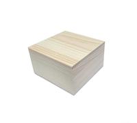 Boîte en bois de pin à deux couvercles pour la collection de bijoux et la conservation des souvenirs à la maison ou à la présentation (10,5 x 10,5 x 5,5 cm)