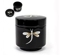 Boîte en Bois Laqué Noir, Libellule, Fait Main, H10cm - Coffret de Rangement pour Bijoux, Bague, Bracelet, Collier - Décoration Asiatique (S48-6748)