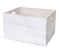 Boîte en bois HWC-C20, style shabby 40x30x24cm, blanc shabby