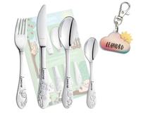 Boîte en bois personnalisée avec couverts pour enfants avec gravure - 5 pièces - Avec nom - Différents motifs (chantier, princesse, football et bien plus encore) - Cadeau pour baptême, naissance ou