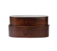 Boîte en bois portable, récipient à déjeuner double couche pour riz à sushis, kit de repas compact de voyage (finition vintage)