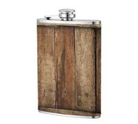 Boîte en bois vieilli avec une vieille planche et une texture de bois,Flasque de poche plate de 8 oz en acier inoxydable 304, idéale pour les activités de plein air.