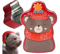 Boîte en fer-blanc de Noël 9X13 cm pour gâteaux, bonbons, thé Ours en peluche