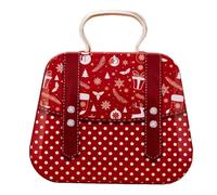 Boîte en fer blanc vif pour sac à main de Noël pour ranger et présenter des friandises de vacances (F)