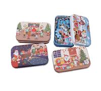 Boîte En Fer En Bois, Thème De Noël Créatif, 60 Pièces, Puzzle Double Face, Jeu De Cerveau Pour Enfants, 1 Pièce