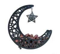 Boîte en fer pratique avec géométrie en forme de lune pour une utilisation dans plusieurs pièces, y compris le salon, la salle à manger ou l'entrée (noir, 19 x 6 x 22 cm)