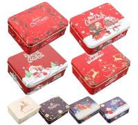 Boîte en Métal avec Couvercle Noël 8 Pcs 12cm Rouge | Cartes de Vœux, Fer-blanc Robuste, Motif Festif Élégant, pour Petits Présents et Fêtes de Noël Style Aléatoire