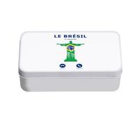 Boite en Métal Blanc - Le Brésil M'Appelle Christ Culture Rio Merveille - 11 x 18,5 x 5,5 cm - Boite de rangement, clé, outils, boite à Lunch, Sucre, Biscuit