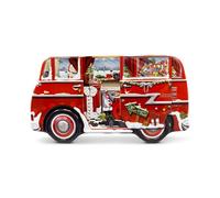 Boîte en métal Caravane Rouge Boîte à biscuits Déco Noël Mini Camping-car Christmas Rétro, 17 x 9 x 8 cm