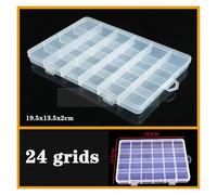 Boîte en plastique transparente à compartiments à vis, présentoir for bijoux, boucles d'oreilles, conteneur, organisateur de terminaux transparents, boîtes de rangement for outils(24-grids-19.5x13.5x2