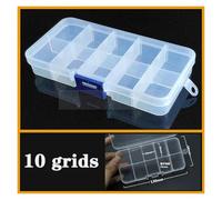 Boîte en plastique transparente à compartiments à vis, présentoir for bijoux, boucles d'oreilles, conteneur, organisateur de terminaux transparents, boîtes de rangement for outils(10-grids-13x6.8x2)