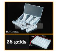Boîte en plastique transparente à compartiments à vis, présentoir for bijoux, boucles d'oreilles, conteneur, organisateur de terminaux transparents, boîtes de rangement for outils(28-grids-17.5x11x2.7