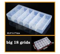 Boîte en plastique transparente à compartiments à vis, présentoir for bijoux, boucles d'oreilles, conteneur, organisateur de terminaux transparents, boîtes de rangement for outils(18-big-23.2x11.7x4)