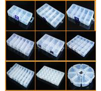 Boîte en plastique transparente, compartiment à vis, présentoir de bijoux, boucles d'oreilles, conteneur, organisateur de Terminal Transparent, boîtes de rangement d'outils 9 in 1-10.5x10.5x2.7