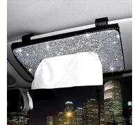 Boîte en tissu de nickel brut pour pare-soleil de voiture Porte-serviette créatif en cuir Pu pour dossier Accessoires Blanc Diamant Noir