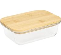 Boîte en verre Balance - Boîte à pain en verre de qualité supérieure avec couvercle en bambou et anneau en silicone, boîte à lunch idéale pour les déplacements - boîte à goûter durable - Transparent