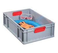 Boite EuroBox 417,400x300x170mm poignée fermée.,gris/rouge