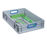 Boite EuroBox 432,400x300x320mmGriffe ouverte ,gris/bleu