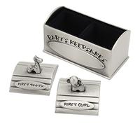 Boîte européenne de souvenir bébé, boîte de mémoire de conception de dessin animé zinc support de dent de dents pour baptême l'anniversaire de Noël (Étain antique)