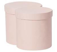 Boîte Fleur Ronde Rose en Carton, Lot de 2 Couvercle | Papier Rigide, Forme Cylindrique Élégante, pour Cartes et Boutonnières, Vitrine, Centres et Magasins