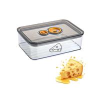 Boite fromage frigo 1250 ml avec couvercle hermetique et bouton reglage du temps, Boite a fromage pour frigo empilable utilisable aussi comme plateau fromage frigo pratique et facile a nettoyer, gris