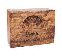 Boîte funéraire en bois pour animaux de compagnie, chats, chiens, un mémorial durable qui peut contenir une présence précieuse dans le cœur et la maison - Rainbow Bridge XL (27,9 x 17,8 x 10,2 cm