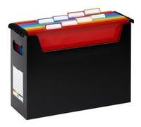 Viquel - Boîte de Classement Garnie de 8 Dossiers suspendus en Polypropylène - Easycase - Noir - format A4