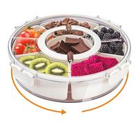 Boîte Goûter Rotative avec Couvercle & Poignée,Plateau Service Portables 6 Compartiments,Organisateur Collations pour Fête Pique-Nique,Snack Box pour Collation Alimentaire, Légumes,Fruits,Noix,Bonbons