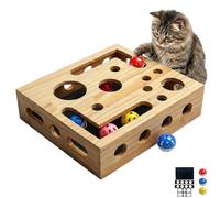 Boîte Griffoir Lime à Ongles pour Chat, Puzzle en Bois de Pin Massif avec Trous de Sécurité, Alternative sans Stress aux Coupe-griffes, Labyrinthe Interactif avec Papier de Verre(1 boîte+3 boules)
