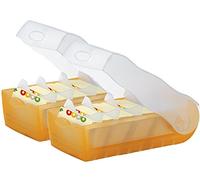 Boîte Han en forme de crocodile pour ranger des fiches - Format A8, paysage - 5 plaques de support pour 100 fiches, 2er Set | transluzent orange, 1