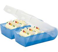 Boîte Han en forme de crocodile pour ranger des fiches - Format A8, paysage - 5 plaques de support pour 100 fiches, 2er Set | transluzent-blau, 1