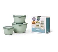 Mepal - Ensemble de 3 Bols Multifonctions Cirqula Rond - Boîtes Conservation Alimentaire avec Couvercle - Convient pour le Réfrigérateur, Micro-ondes & Congélateur - 500, 1000, 2000 ml - Nordic sage