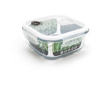 Plat/Boite carrée en verre 800ml avec couvercle clapet spécial micro-ondes