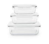 Pebbly Boîtes rectangulaires en verre – Lot de 3 (400/650/1000 ml)