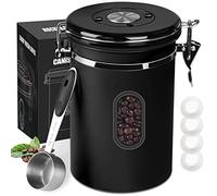 Boîte hermétique ROCKY&CHAO de 1800 ml pour café avec indicateur de date et fenêtre transparente, contenant de café de 22,8 oz avec cuillère doseuse de 30 ml et 4 valves à CO2, contenant de stockage