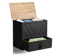 Boîte Hygiénique à 3 Compartiments avec Couvercle,BoîTe De Rangement Pour Serviettes HygiéNiques,Boîte De Serviette Hygiénique De Toilette Avec Tiroir,Organisateur pour Produits Sanitaires (Noir)