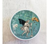 Boite illustrée du signe astro VERSEAU - Bougie moulée en forme de rose - fragrance CHEVREFEUILLE